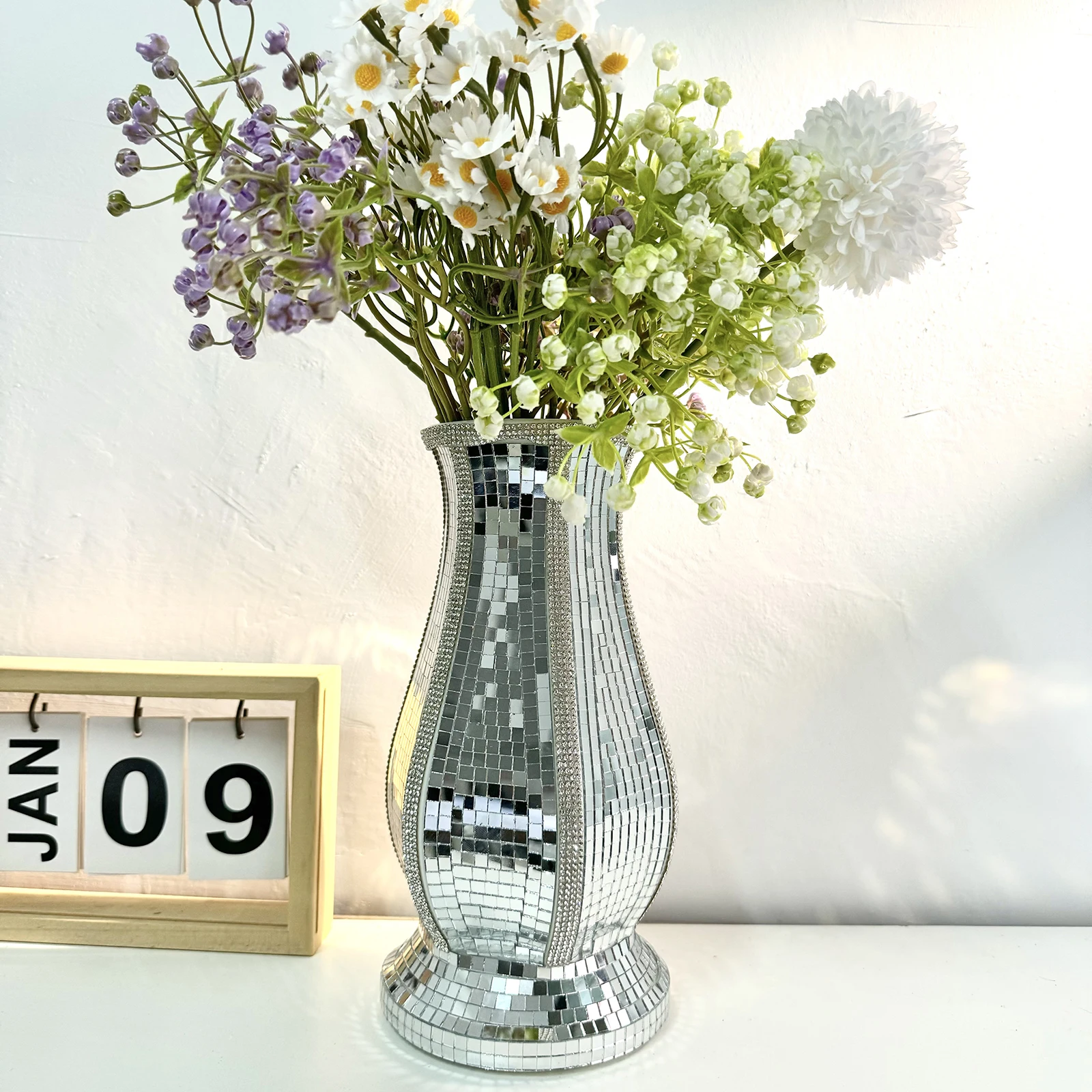 Vase Boule Disco Brillant - Lot De 6 Petits Vases Miroir Pour Fleurs, Décoration De Table Mariage, Fête, Maison (Argenté)