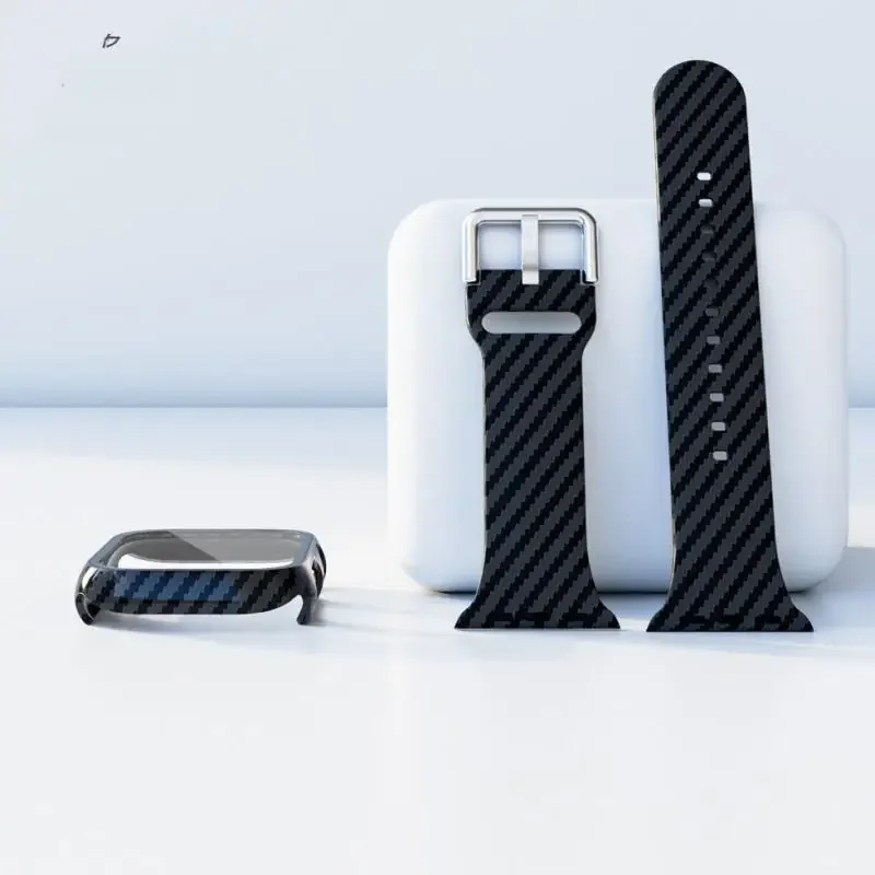 Premium Carbon Fiber Watch Case and Band Set - Sleek Protective Cover and Strap