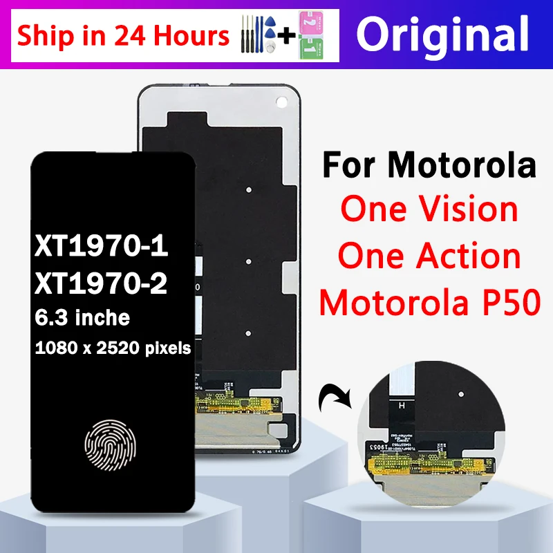 

Original For Motorola One Vision XT1970-1 Display Touch Screen Digitizer For Moto One Action XT2013-1 LCD Motorola P50 Display