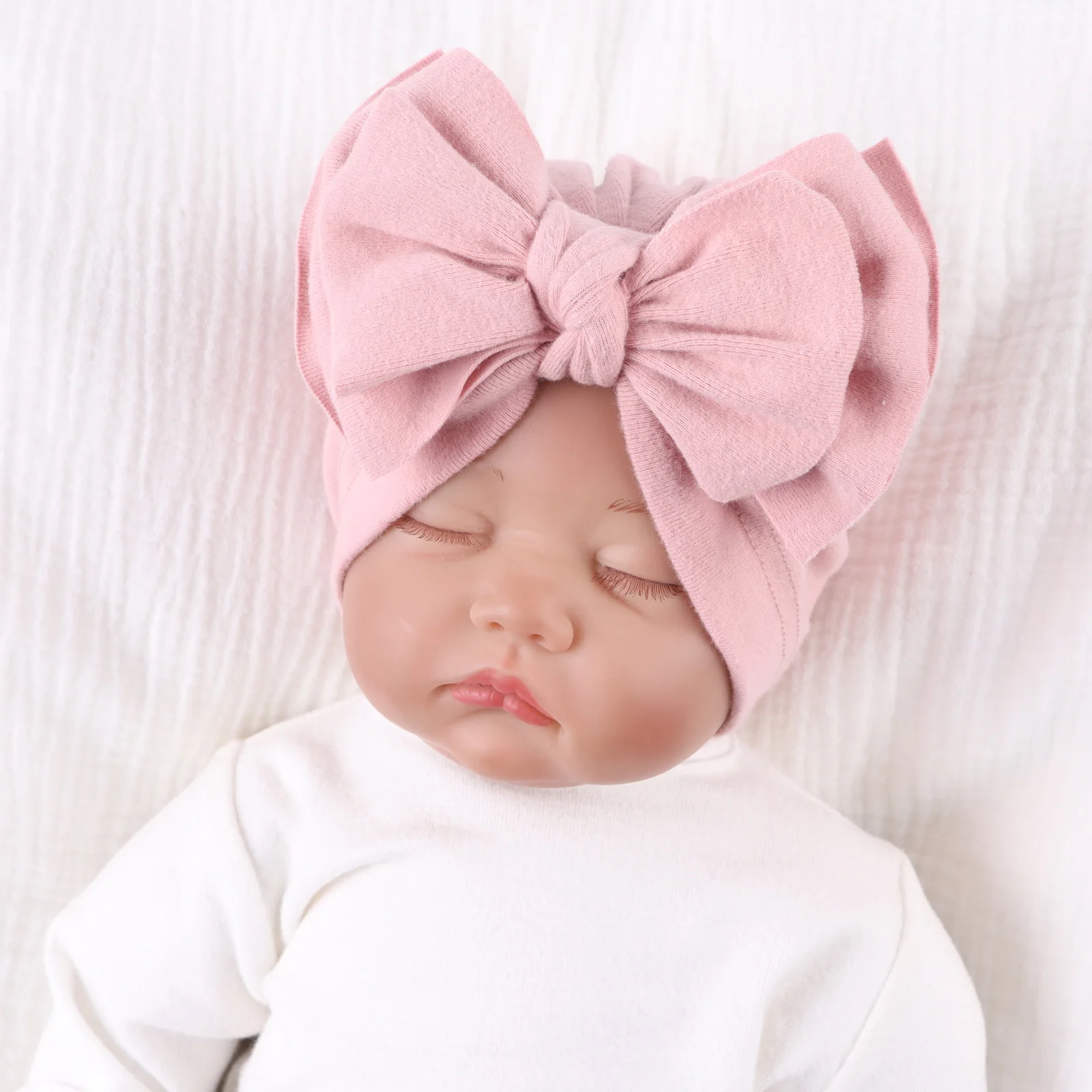 

Baby Girls Turban Hat Cotton Spring Toddler Girls Solid Beanie Hat With Bow Summer Baby Turban Bow Elastic Caps for Children