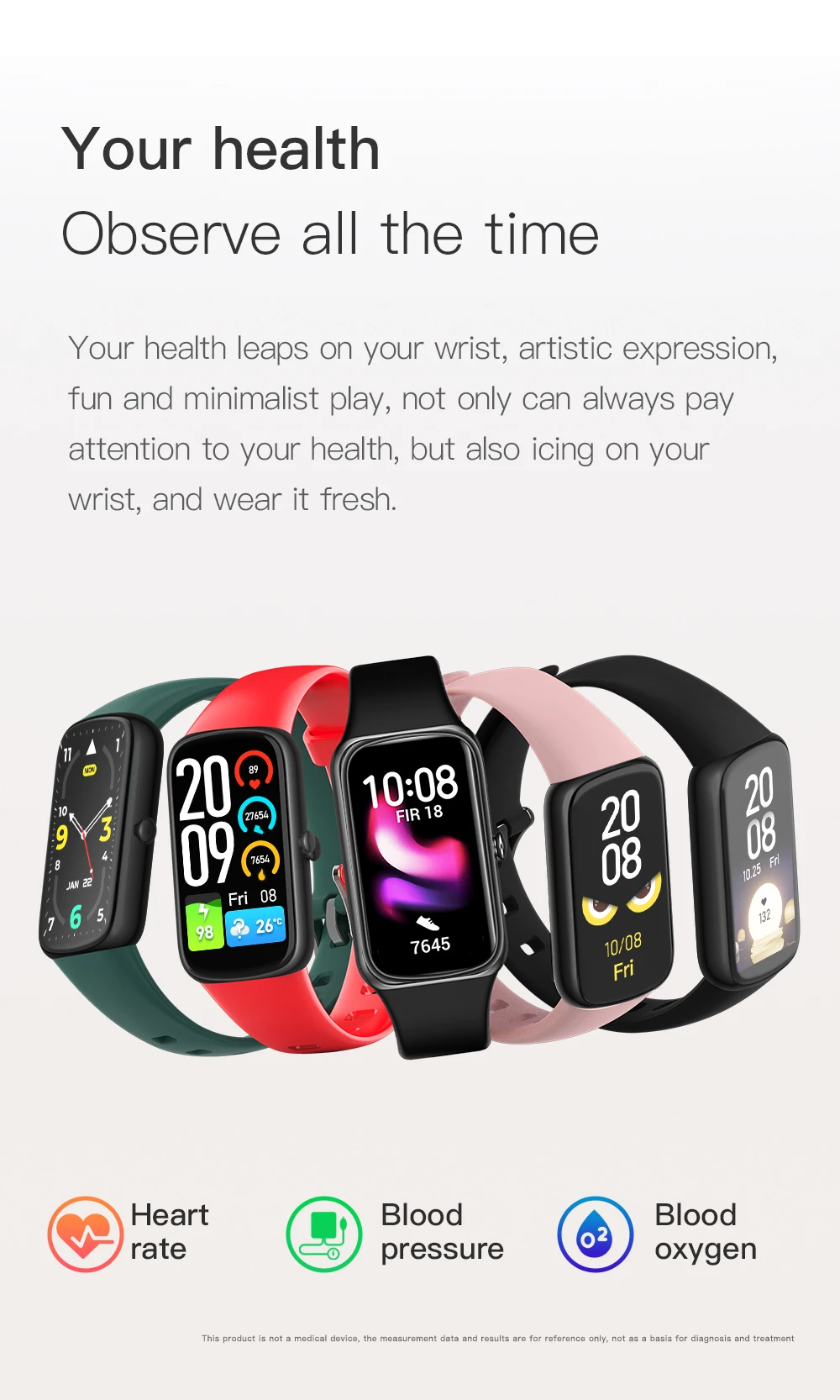 C11 Green Smart Bracelet Watch Wrist Blood Oxygen Step Counter Tracker Electronics Female Fit Bit Fitness For Men Women