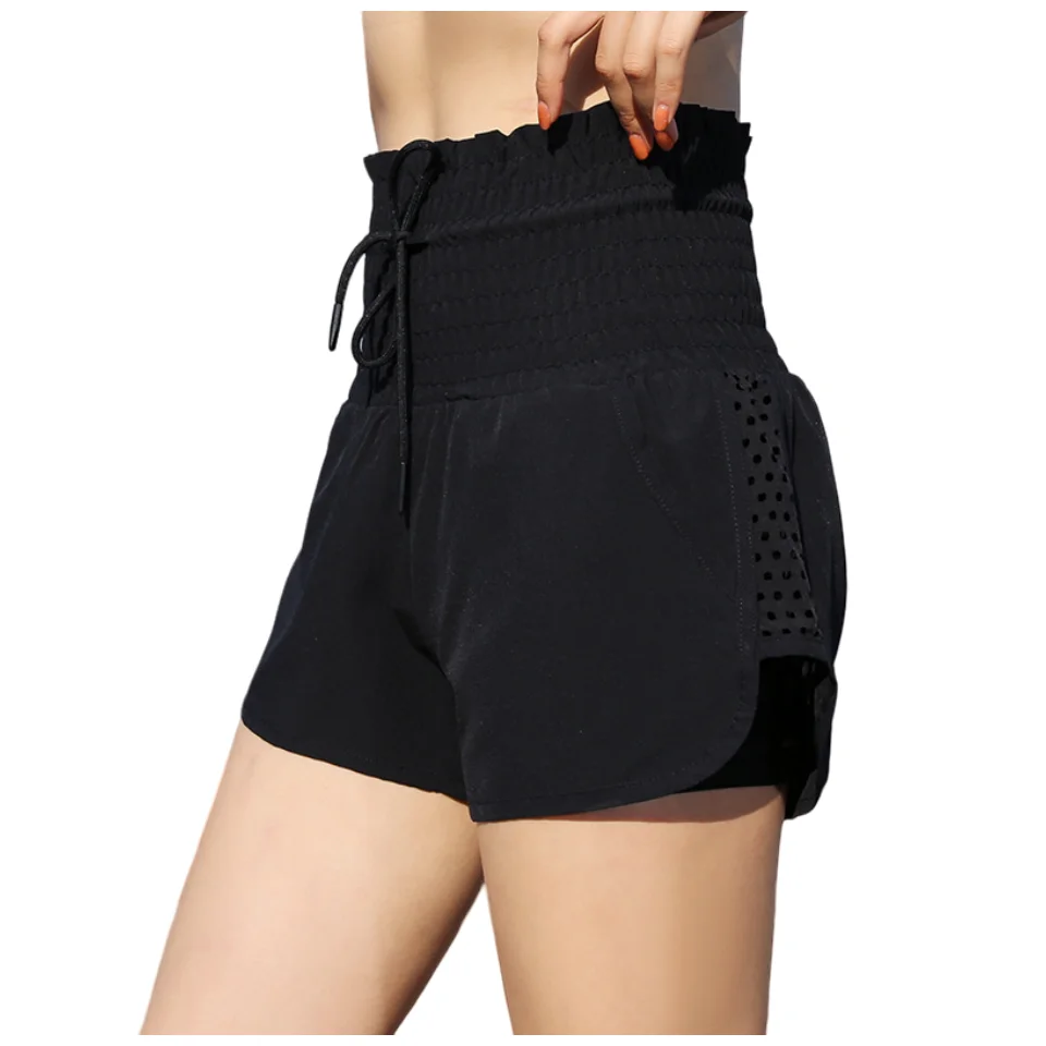 

Summer 2in1 Anti-Light Sports Shorts Women High Waist Tummy Hollow Running Yoga Fitness Quick-Drying Shorts
