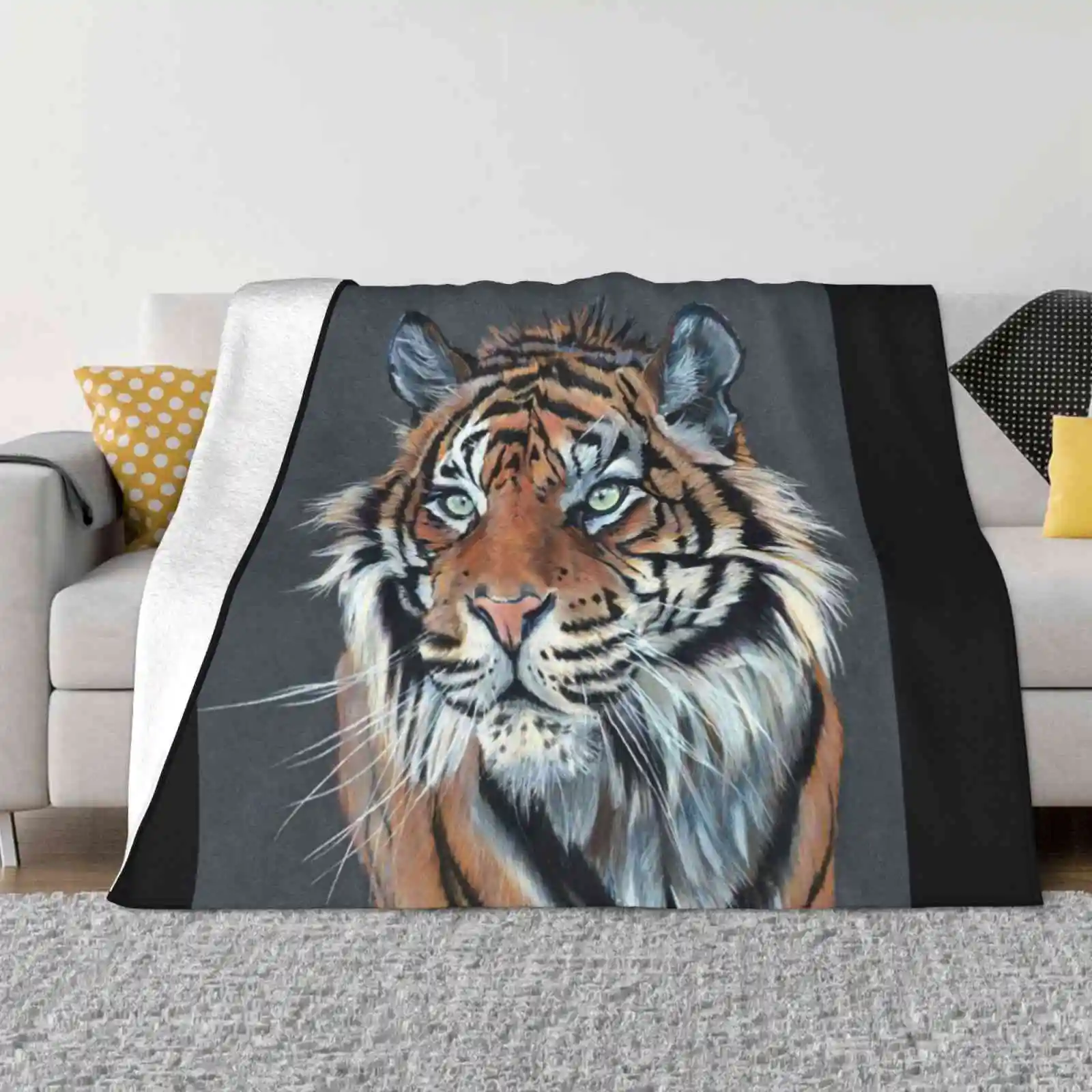 

Tiger Portrait Soft Warm Throw Blanket Tigress Board Table Tiger Tiger Portrait Dry Pastel Tiger Animal Painting Feline Wildcat