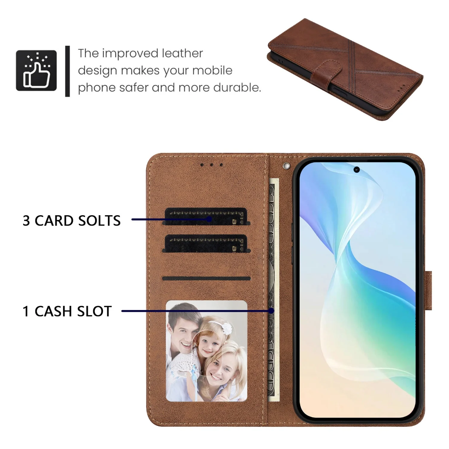 Premium PU Leather Flip Wallet Cover Case