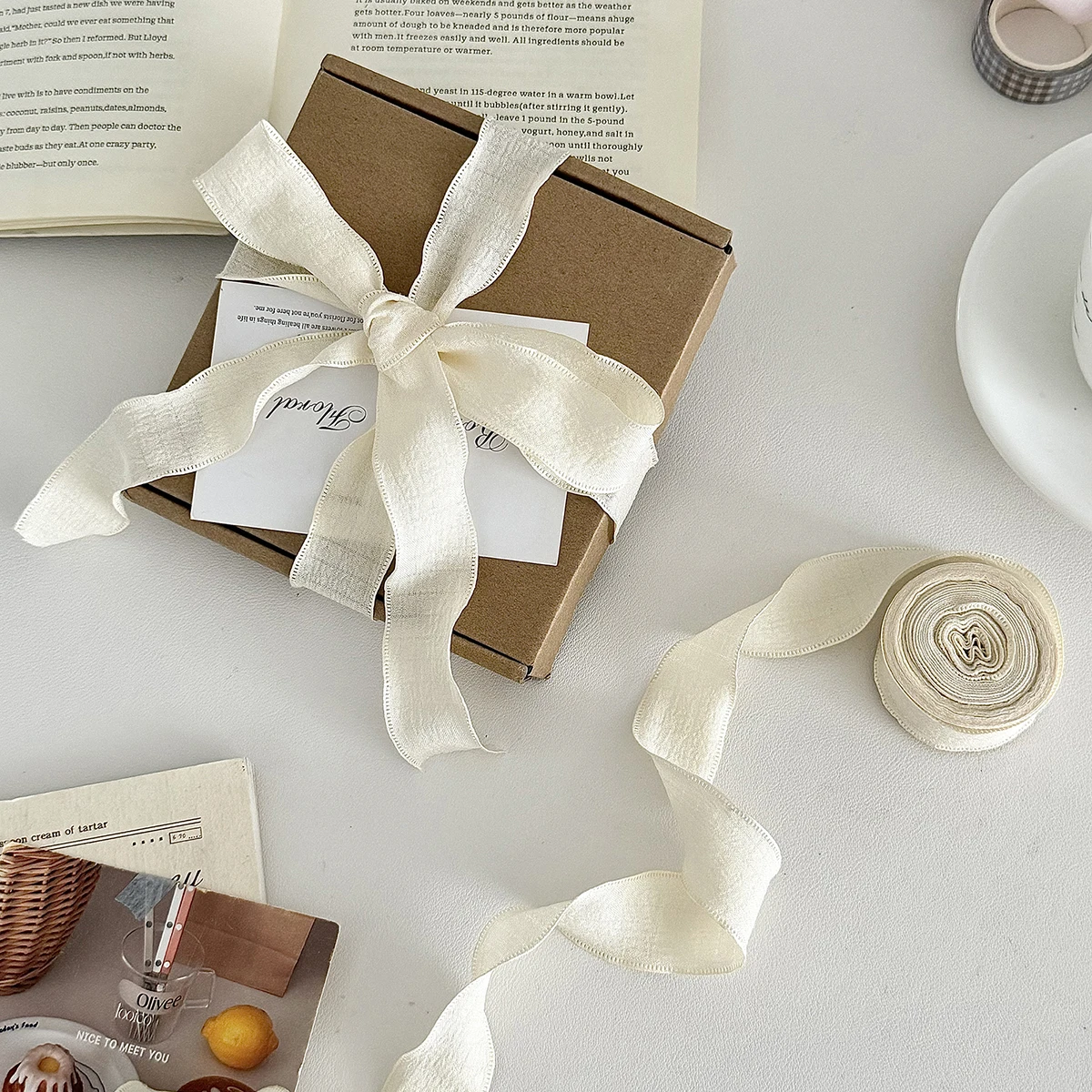 Fishtail Yarn Ribbons Wave Edge Pleated Chiffon Ribbon Gifts Packaging Material Wedding Birthday Party Flower DIY decor 1pc
