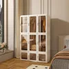 Portable Closet Storage Organizer Magnetic Transparent Door and Easy Assembly 8 Cubes & 2 Hanging Rod, Wardrobes 6