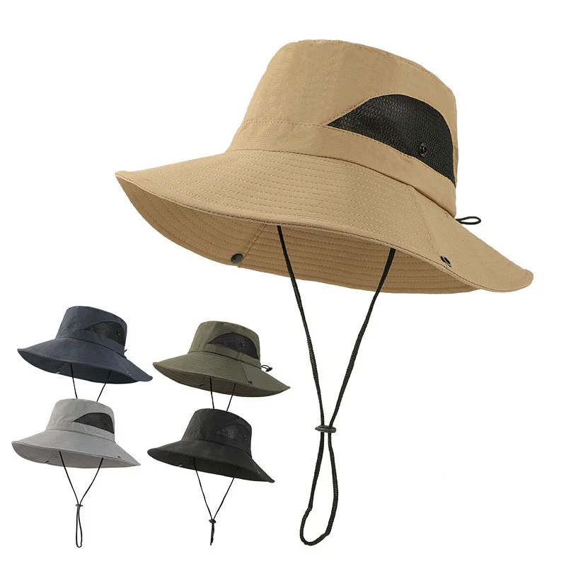 남성용 야외 방수 태양 모자, 등산 모자, 15cm 크고 넓은 챙, 어부 모자, 패션 파나마 모자, 남녀 공용 낚시 모자