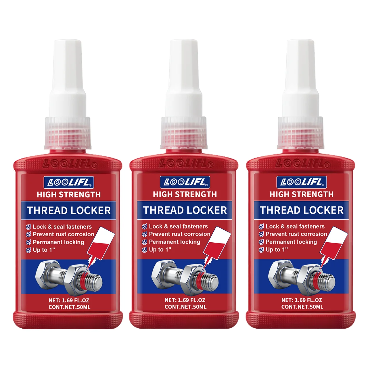 Premium Thread Locking Adhesive - Anti-Loosening, Anti-Shake, Anti-Rust, Anaerobic Solution, Available in Removable and Permanent Strengths, Two-Pack (10g-50g)