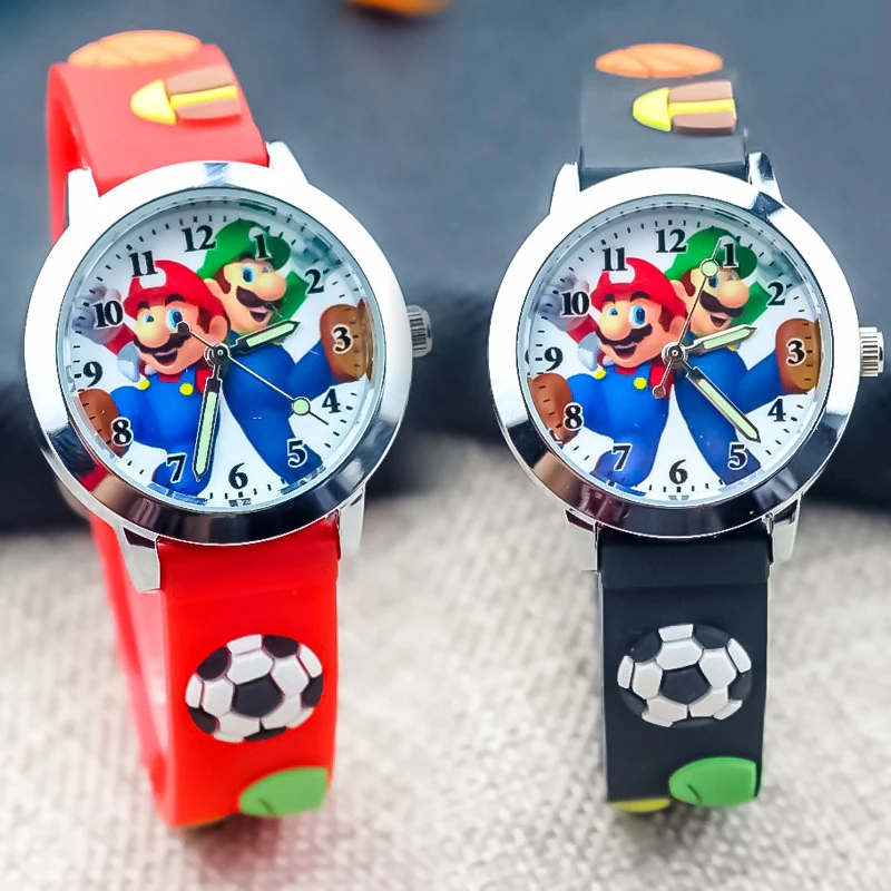 

Mario Bros Watch Anime Character Luigi Yoshi Cartoon 3D Soccer Super mario Children Quartz Electronic Wrist Watch Birthday Gift