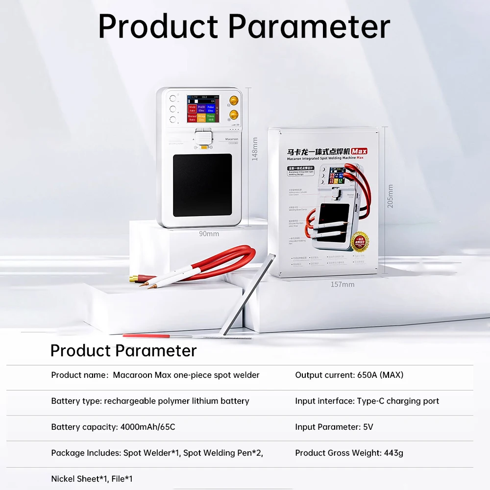 DC5V 650A Spot Welding Machine Integrated Adjustable Double Pulse Time Micro Spot Welder for Phone 11-15PM Battery Repair Tools 6