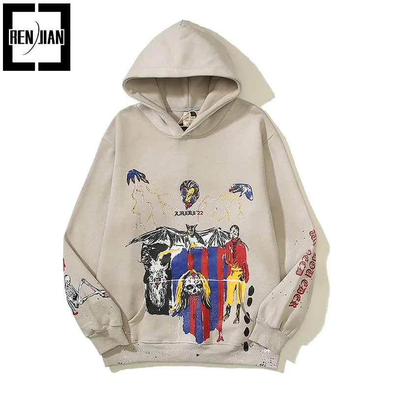 

Fashion High Street Oversized Hip Hop Hoodied Streetwear Graffiti Sweatshirt Hooded Pullover Tops Loose Fit Y2K Hoody