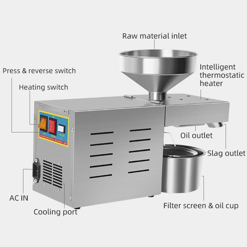R3 Stainless Steel Household Oil Press Commercial Oil Press Homemade Peanut Sesame Oil Heat Press Machine Plant Oil Extractor 2