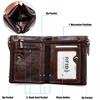 Genuine Leather Short Men RFID Wallets Name Engraving Leather Card Holder Brand Men Purse Retro Coin Pocket Zipper Male Wallet 5