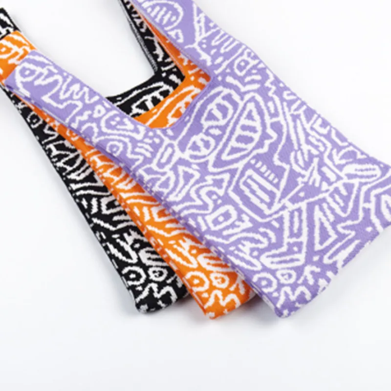 IMone 2022 Japan South Korea Cross Border Creative Jacquard Knitted Tote Bag Woven Handbag Shoulder Underarm Bag
