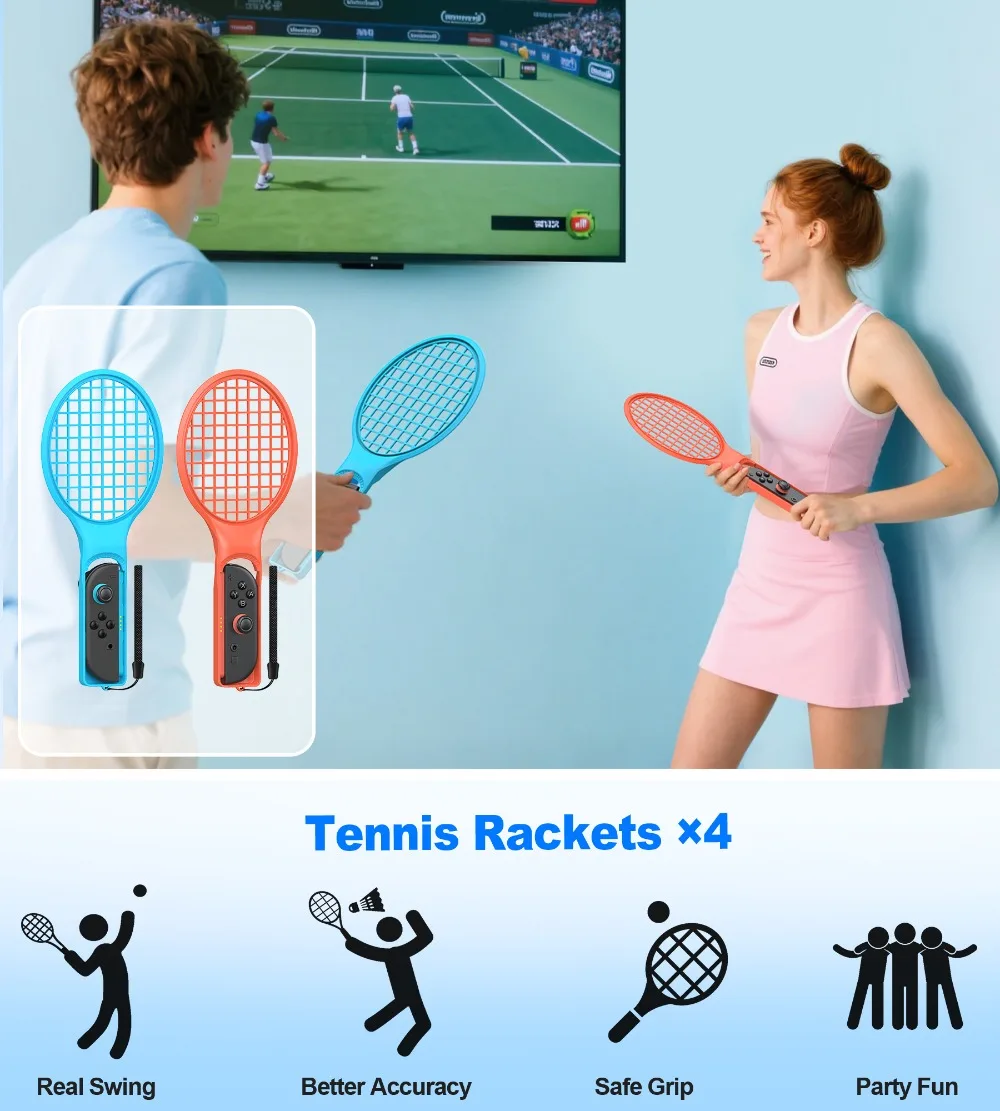 BEBONCOOL 22-in-1 Multi-Sport Accessory Set for Nintendo Switch 2 Golf Tennis Boxing Steering Wheel-Family Fun Home Workout