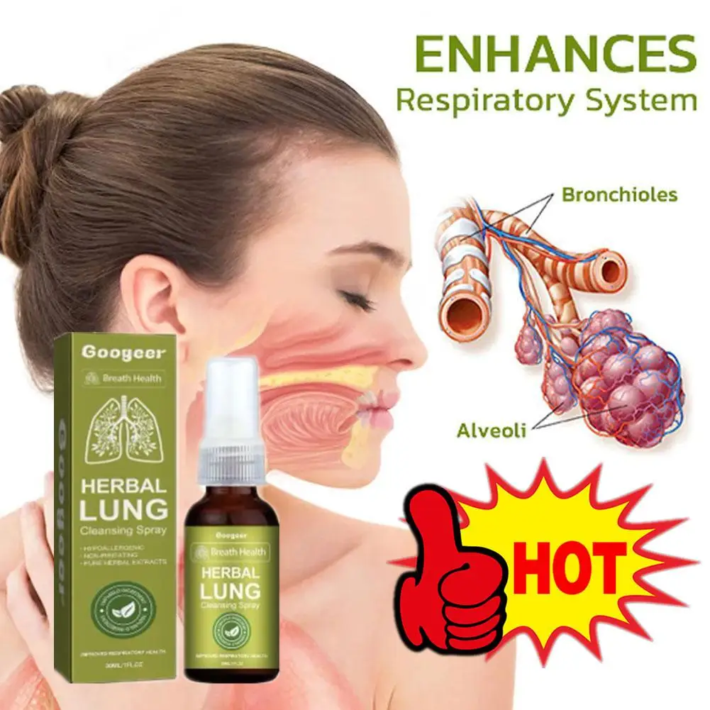New Googeer Herbal Lung Cleansing Spray Breath Detox Herbal Lung Cleanse Spray, Herbal Lung Cleanse Mist - Powerful Lung Support