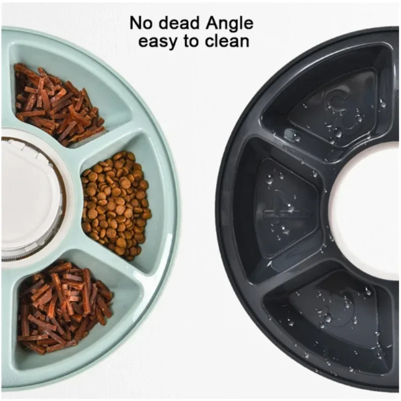 Pet Automatic Feeder Portion Control Digital Timer Detachable Dogs Cats Anti Slip 6 Meal Trays with Voice Dry Wet Food Feeding