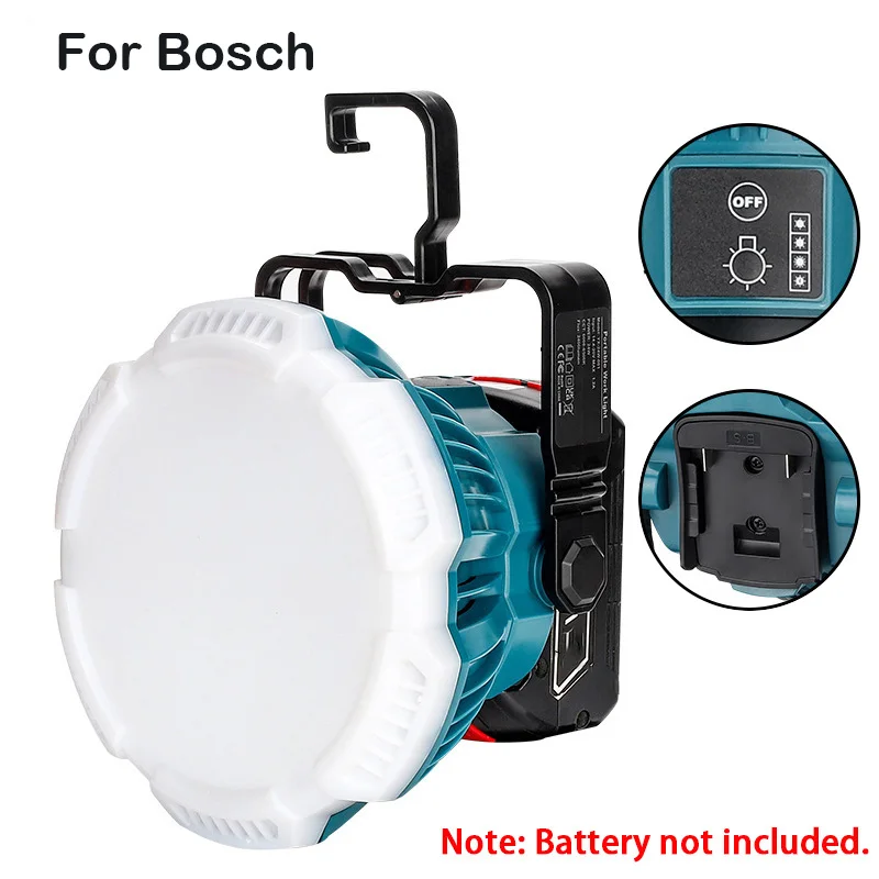 24W 2400LM Portable LED Work Light with Hook For Makita/Bosch/Dewalt/Milwaukee/B