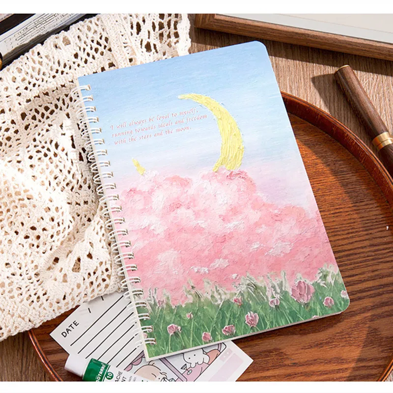 Notebooks Aesthetic Oil Painting Cover Coil Book A5 Sketchbook Journals  Diary Notepad Weekly Planner Office School Supplis 1pc