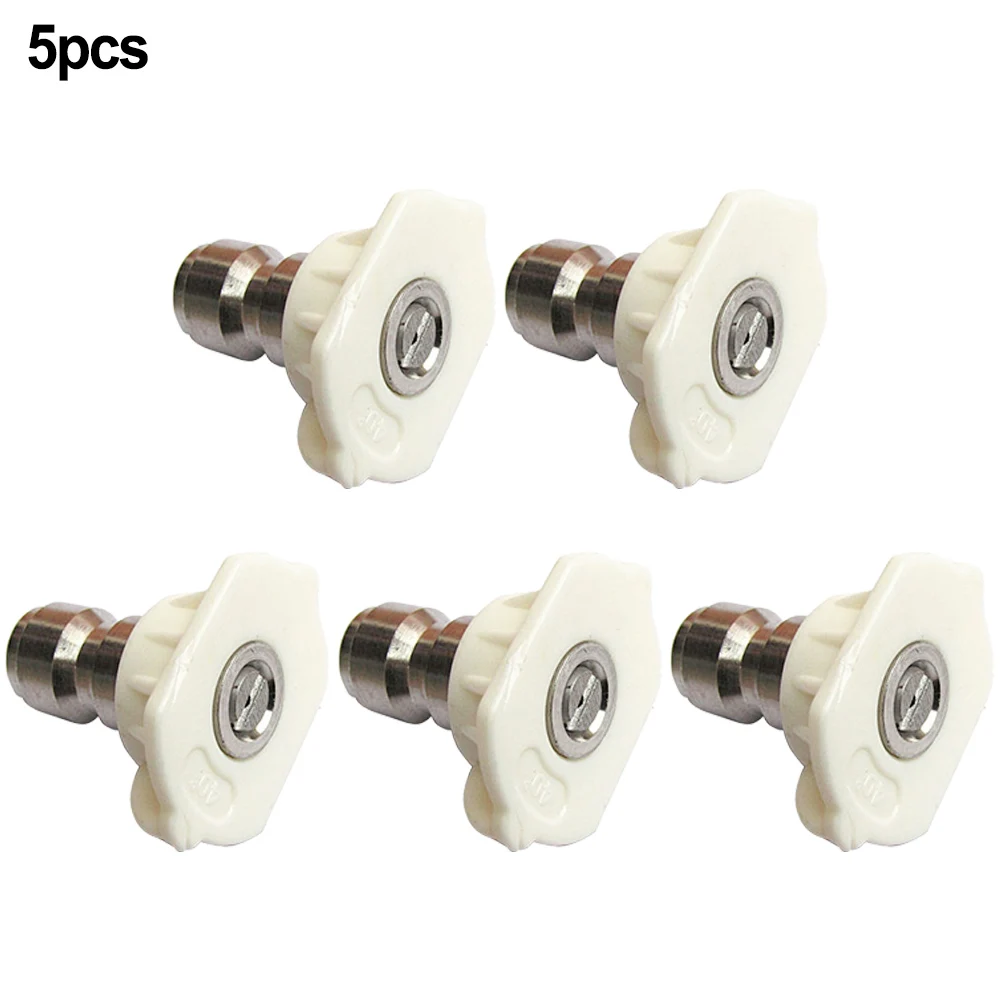 

Spray Nozzles White Tip 4000 PSI 5pcs Connection Power Pressure Spray Nozzle Tips 1/4 Quick Washer White 40 Degree