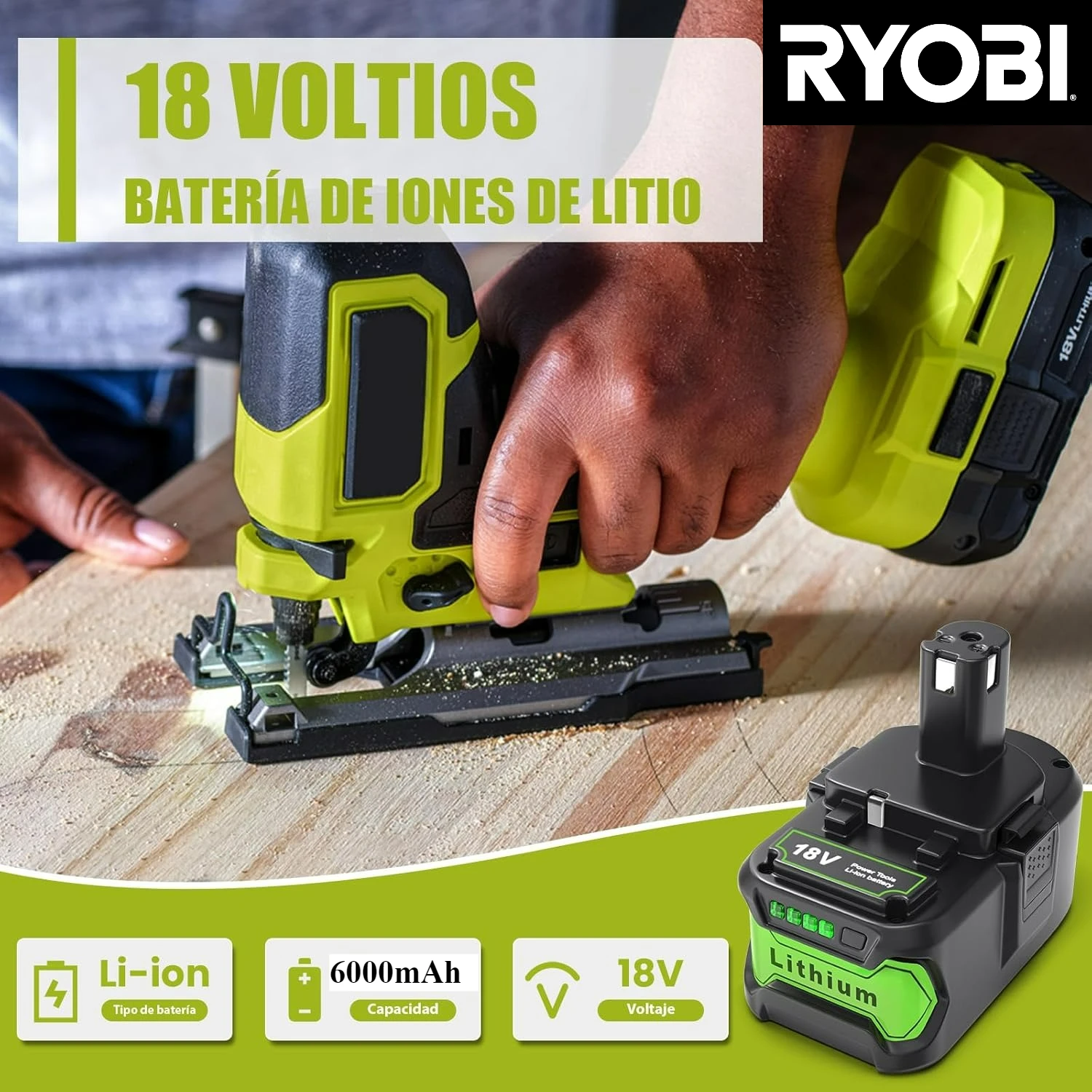 Original RYOBI P108 18V One+ Plus Battery 18 Volt Lithium-Ion