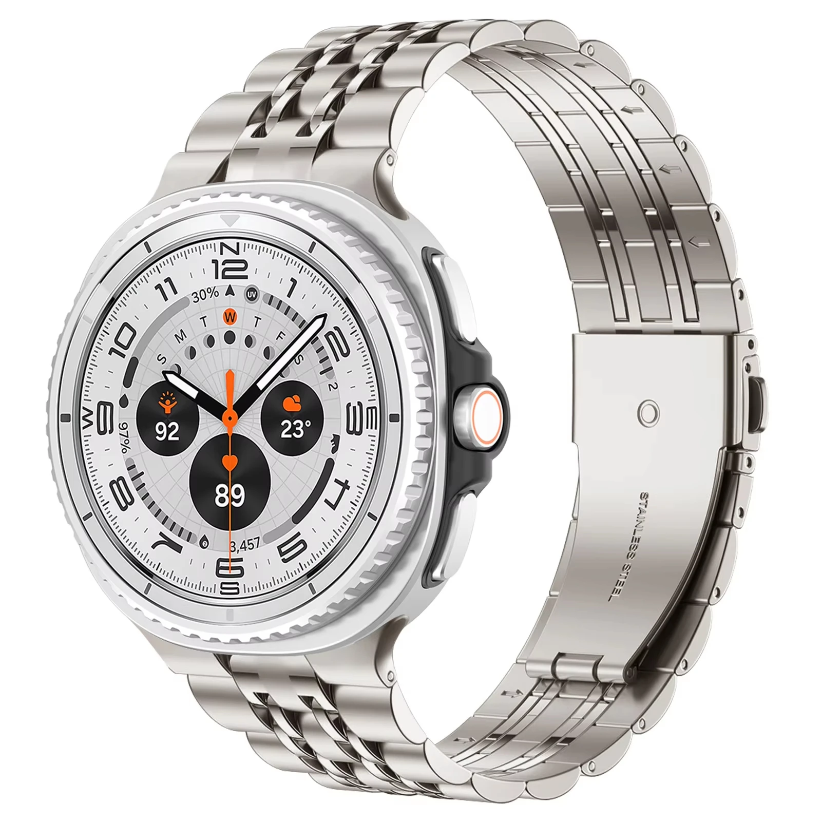 Premium Stainless Steel Metal Link Watch Strap - Classic Design Bracelet Band
