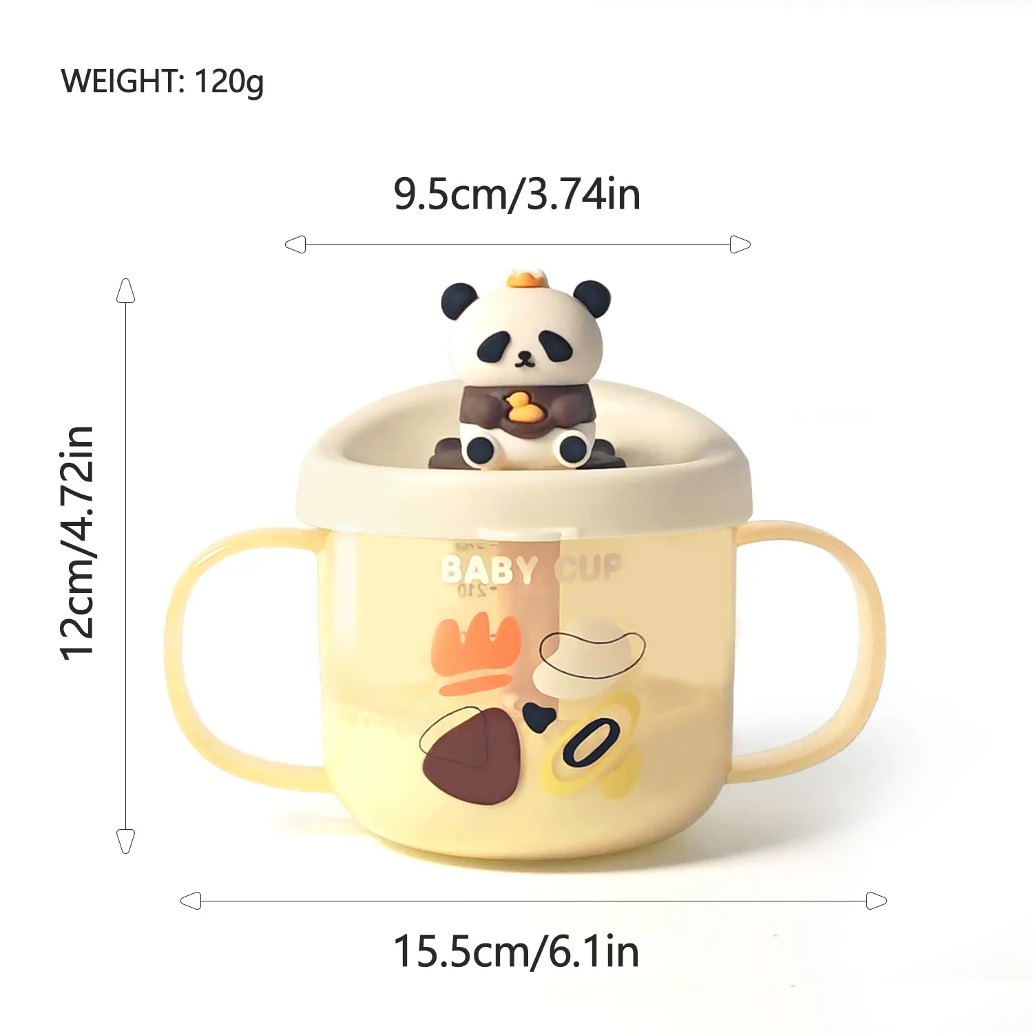 300ML baby panda milk cup, large-capacity breakfast cup, water food-grade PP material, anti-fall, clear scale