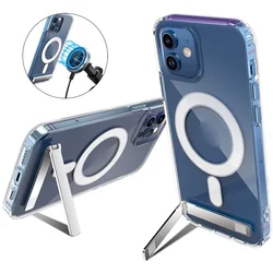 Magnetic Phone Case with Kickstand and Crystal Clear Stand Cover - iPhone 4 (Transparent)