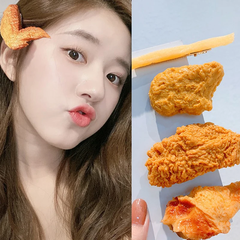 

Simulation Food Fried Chicken Hairpin Funny Roasted Chicken Legs Crispy Wings French Fries Hair Clips Hair Accessories Jewelry