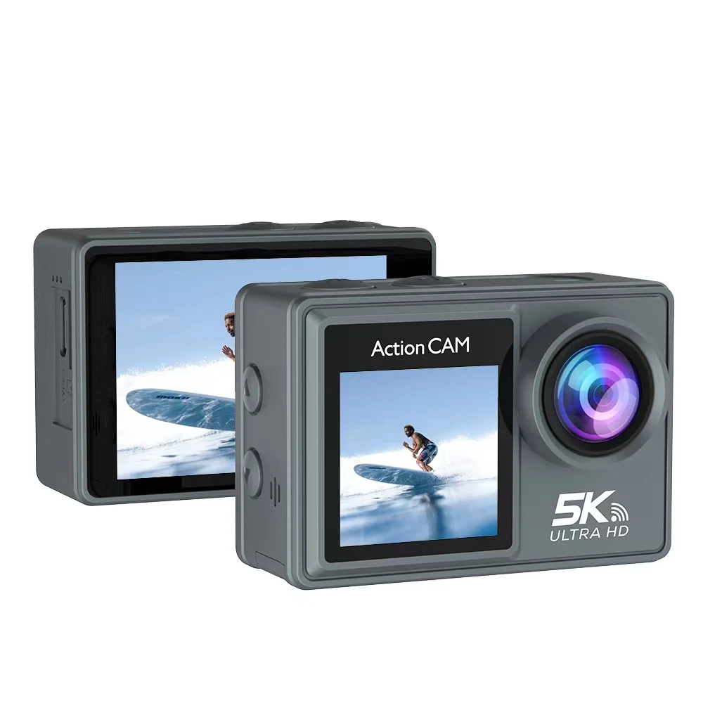 업그레이드 된 와이파이 액션 카메라, 울트라 HD, 2 인치 터치 스크린, 30M 수중 카메라, 900mAh 폴리머 리튬 배터리 포함, 5K, 30FPS, 48MP