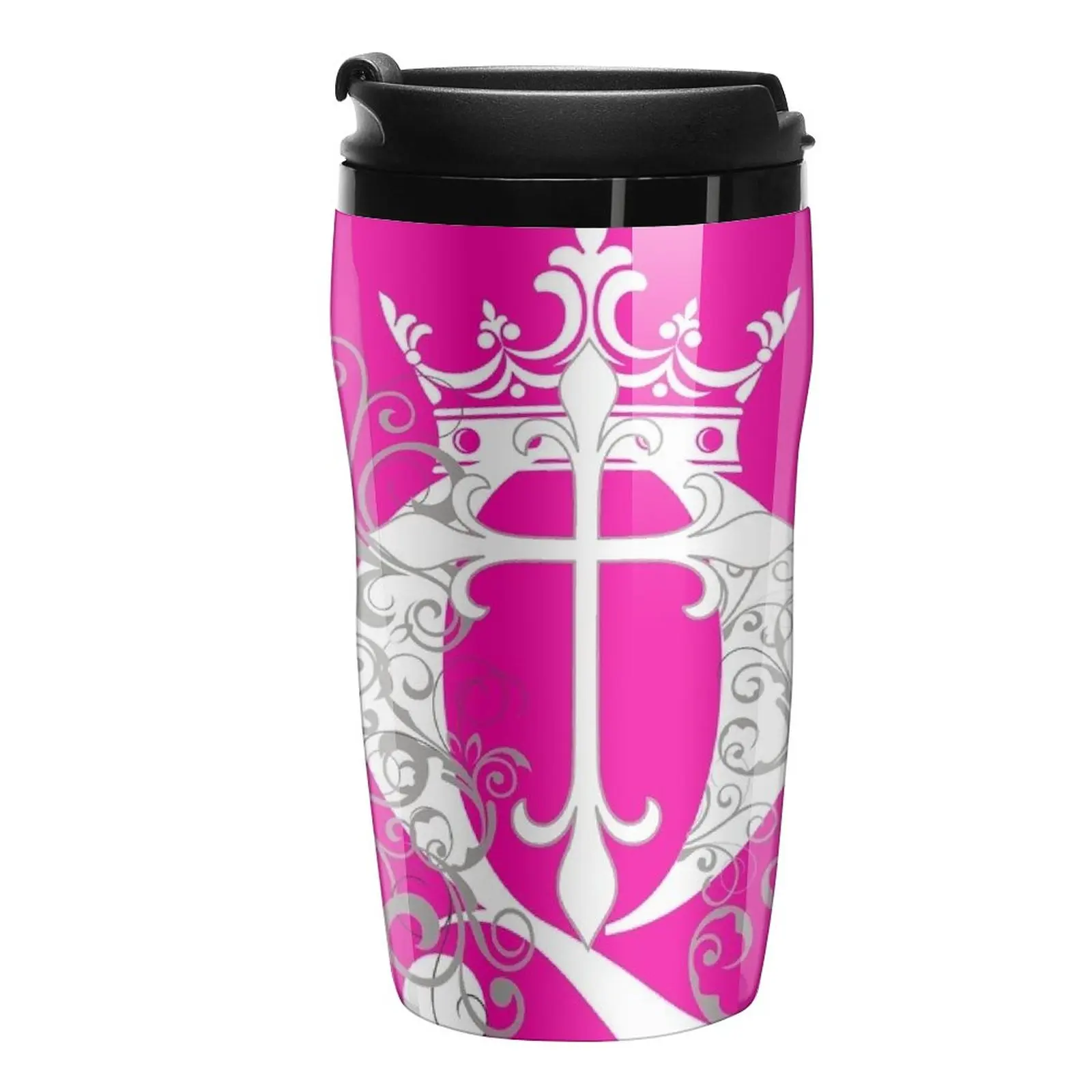 

New Pink Cup Cross Q Crown in White & Gray Travel Coffee Mug Original And Funny Cups To Give Away Coffee Bowls Mug For Tea