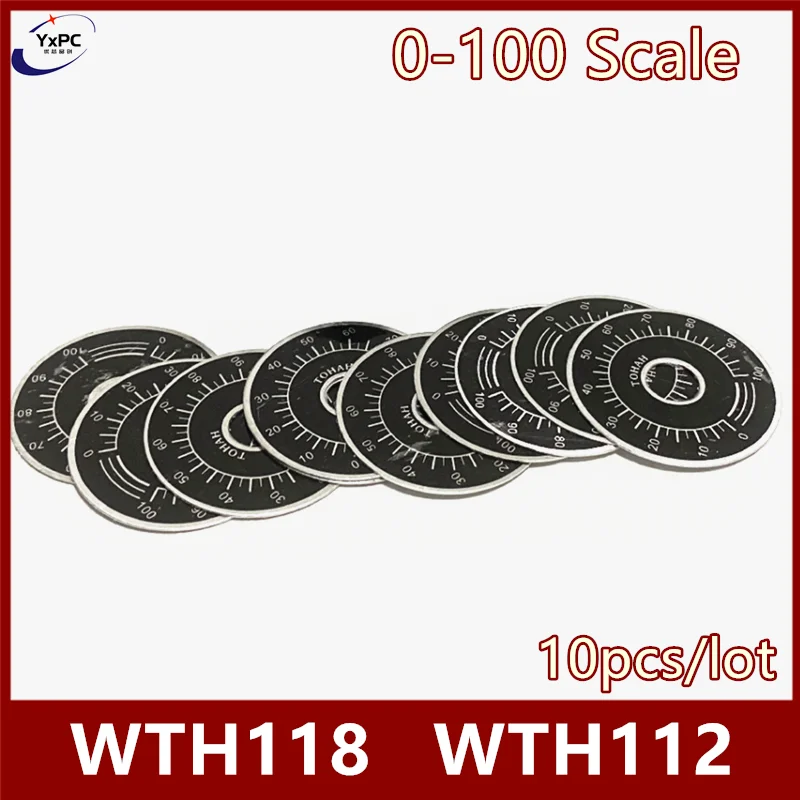 10pcs/lot WX112 WTH118 0-100 Scale WTH118 Potentiometer Knob Digital Scale For WX112 WTH118