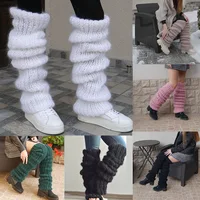 Women's Solid Leg Warmers Twist Long Knee-high Stacked Socks Fashion Knitted Wool Sock Accessories Long Over The Knee Socks 2