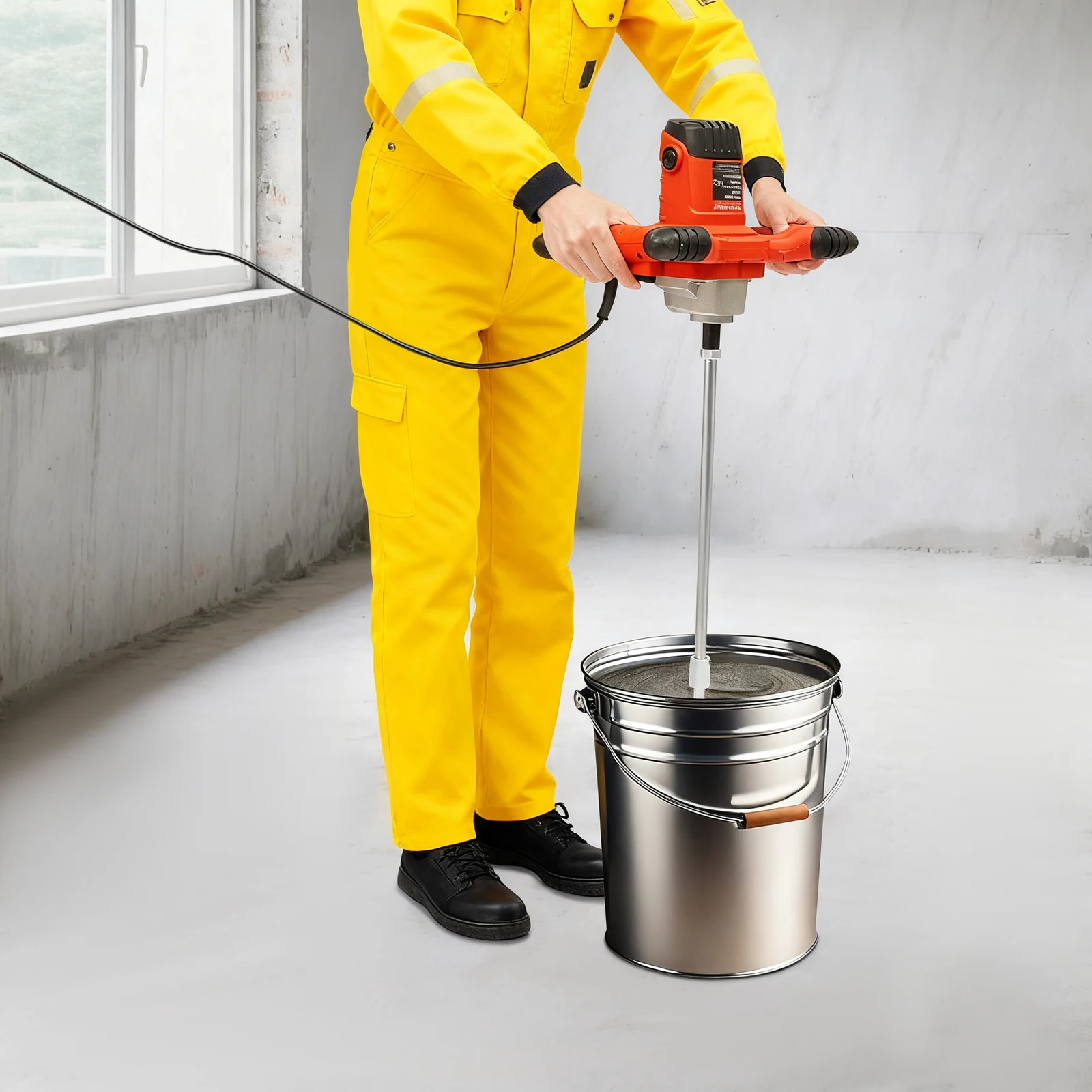 Mélangeur électrique 1500W - 6 Vitesses - Double Lame En S - Pour Ciment, Mortier, Plâtre