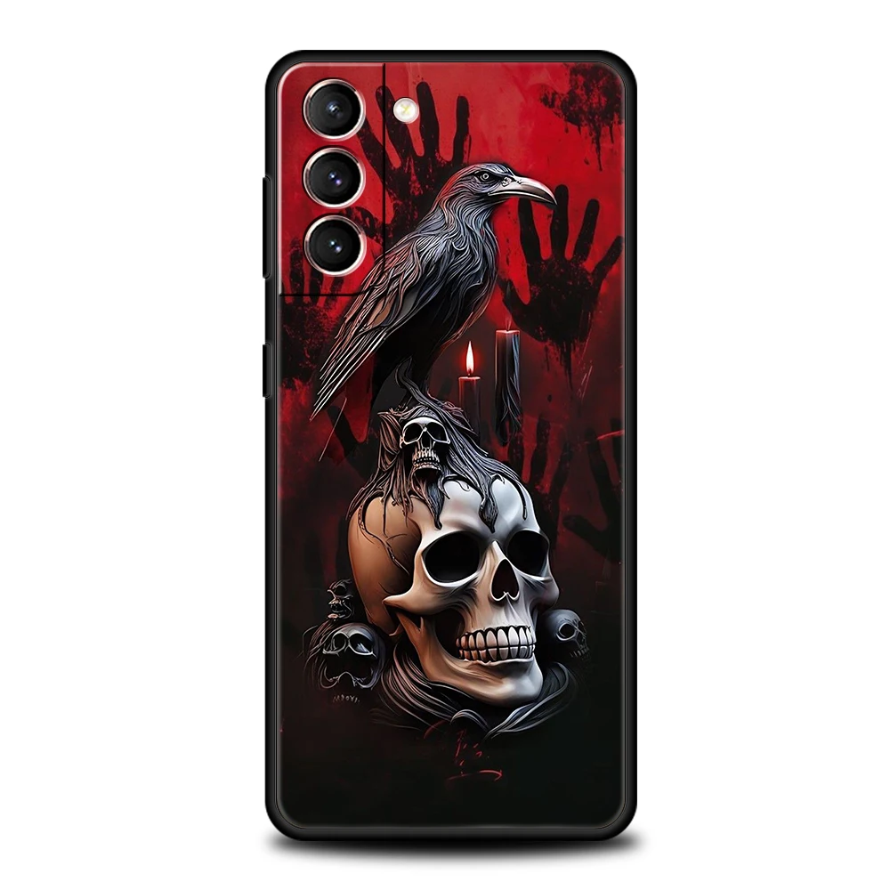 Raven Crow Skull Design Soft TPU Phone Case Cover