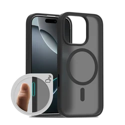 Magnetic Phone Case with Camera Control Capture Button and Magsafe Compatibility for iPhone 16 (Black)