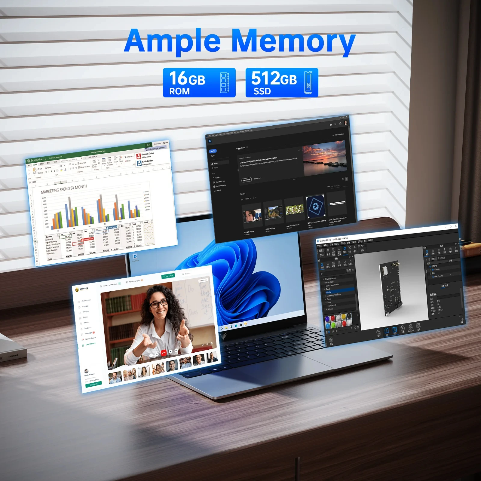 ACEMAGIC TX15 Notebook N150 16GB RAM 512GB SSD 15.6 Inch Laptop Full HD 1920*1080 Windows 11 Pro 4700MAH Computer 3