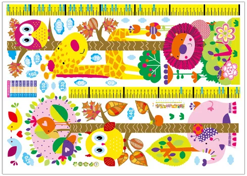 DIY Forest Animal Trees Height Wall Sticker Decor Nordic Modern Children Height Measure Mural Decals Nursery Creative Wallpaper 