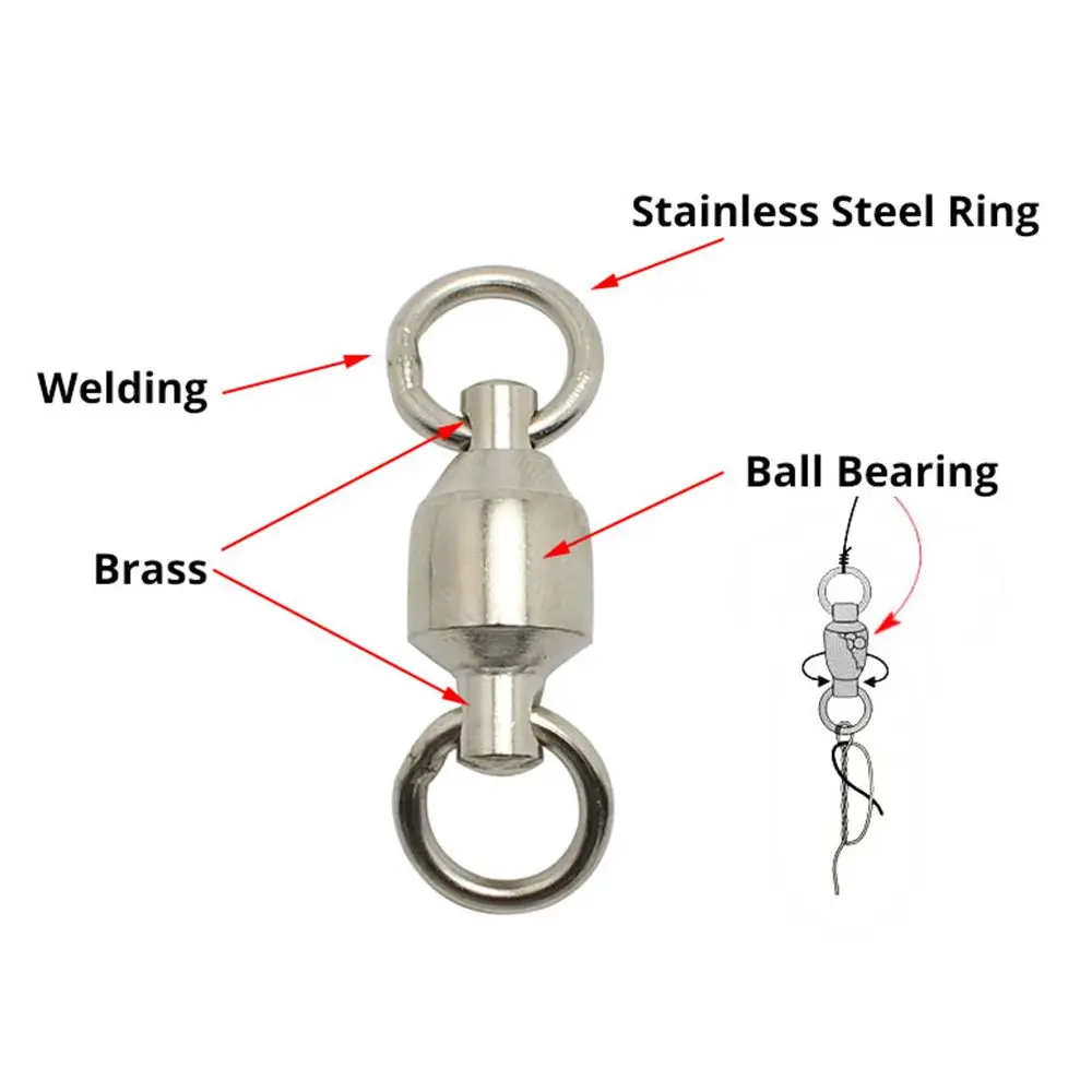 Size 0# to 10# Stainless Steel High Quality Solid Ring Bearing Barrel  Fishing Rolling Swivel Connector Heavy Duty Ball