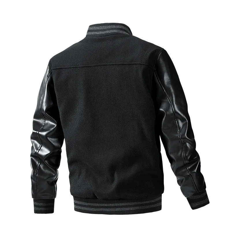 2023 Thicken Varsity Jackets Bomber Jacket Luxury Men Winter Coat Embroidery PU Leather Long Sleeve Baseball Jacket Outerwear