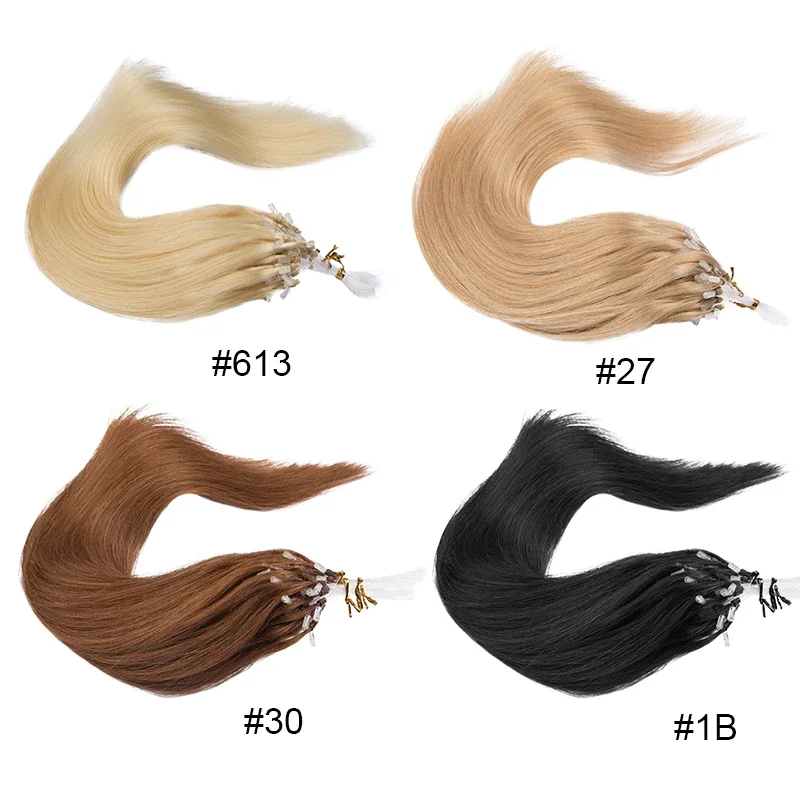 Micro Loop Hair Extension Natural Straight Real Human Hair Brazilian Remy Micro Link Extensions For Women Invisible 50pcs