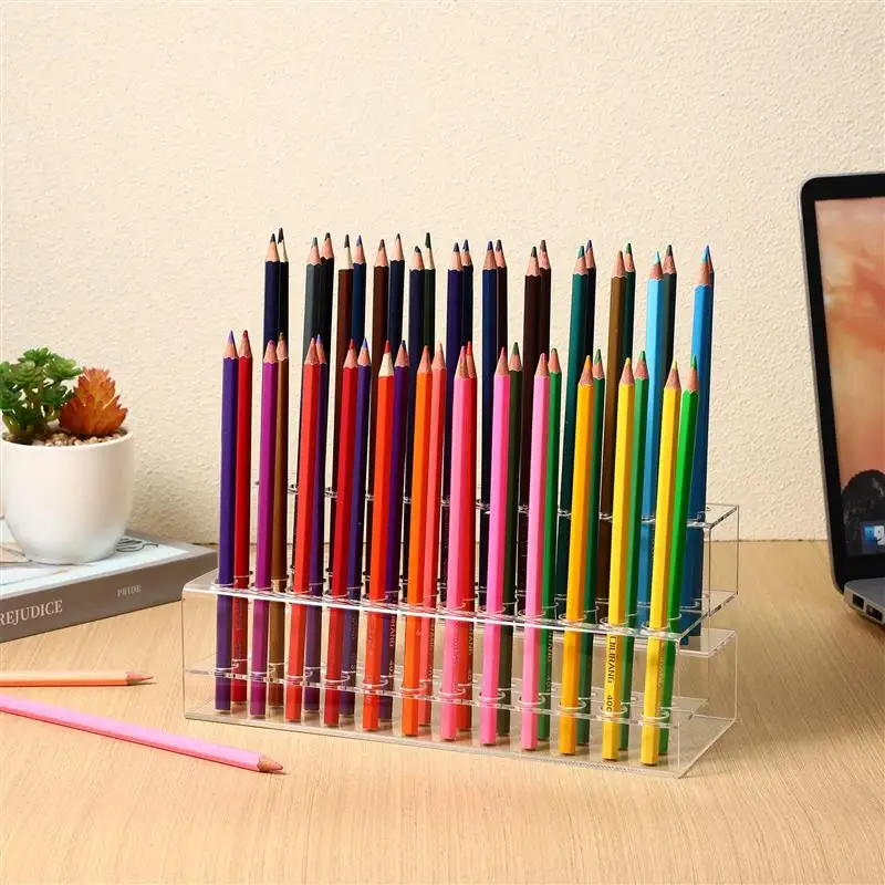 Penholder Desk Foldable Plastic Paintbrush Holders Multi-holes Pencils Pens  Storage Rack Pen Crayon Storage Shelf Office - AliExpress