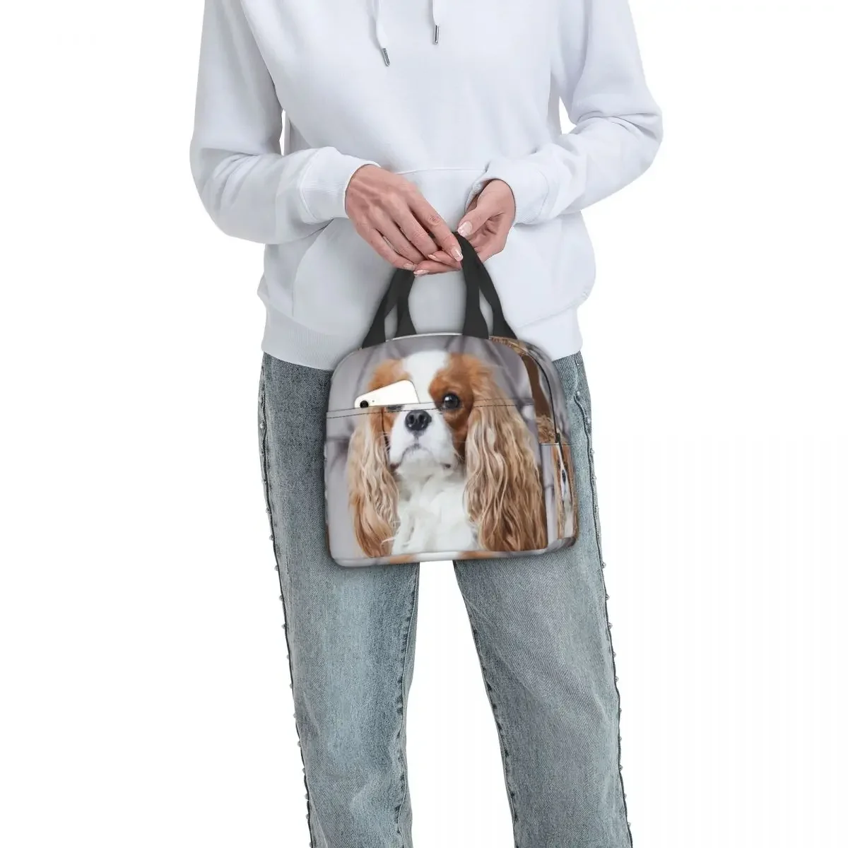 Lunch Bag Women Cooler Thermal Insulated Lunch Box Cavalier King Charles Spaniel for Kids School Children