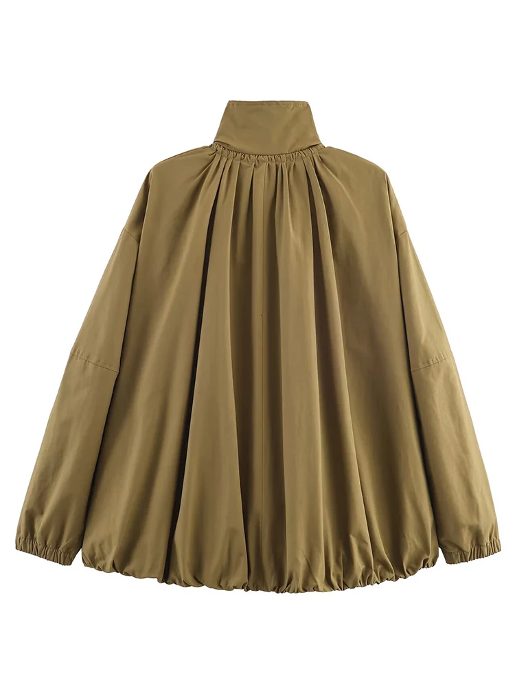 Women Jacket 2025 New Autumn Winter Fashion Laple Long Sleeve Zipper Loose Coat Elegant Female High Street Outerwear ﻿