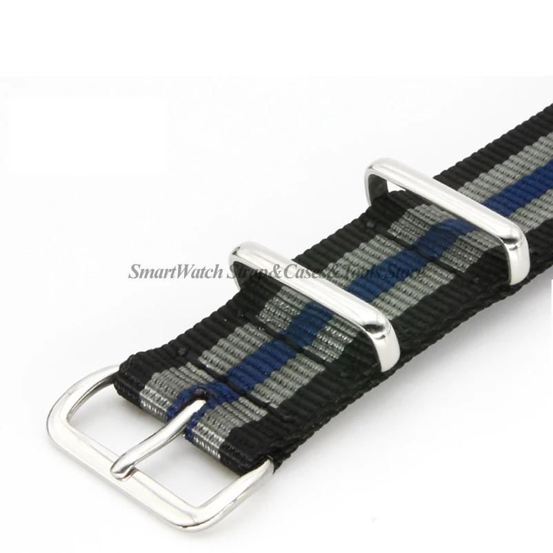 Versatile Nylon Canvas Watch Band with Silver Buckle - Military Style Strap