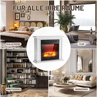 Отдельно стоящая электрическая каминная печь с дистанционным управлением и таймером, реалистичный поддельный каминный обогреватель, 3-я яркость пламени и деревянная каминная каминная печь — изображение 6