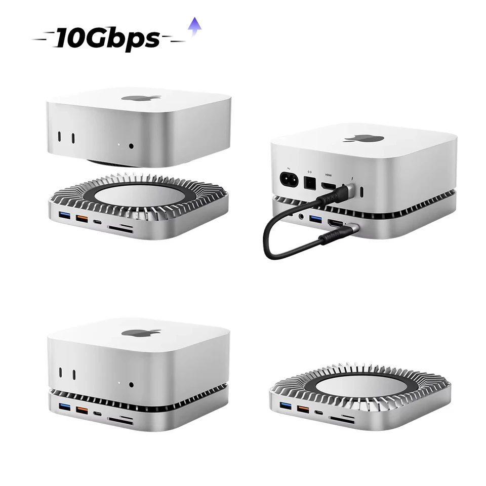 【M4/M4Pro】RayCue Macmini Hab&Stand DK5A1 RayCue New M4/2024 Mac Mini Hub & Stand with NVMe/ M.2 SATA