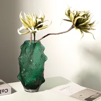 Glass Vase Sea Cucumber Shape Irregular Grain Spine Fold Green Terrarium Hydroponic Accessories Flower Vase Home Decoration 2