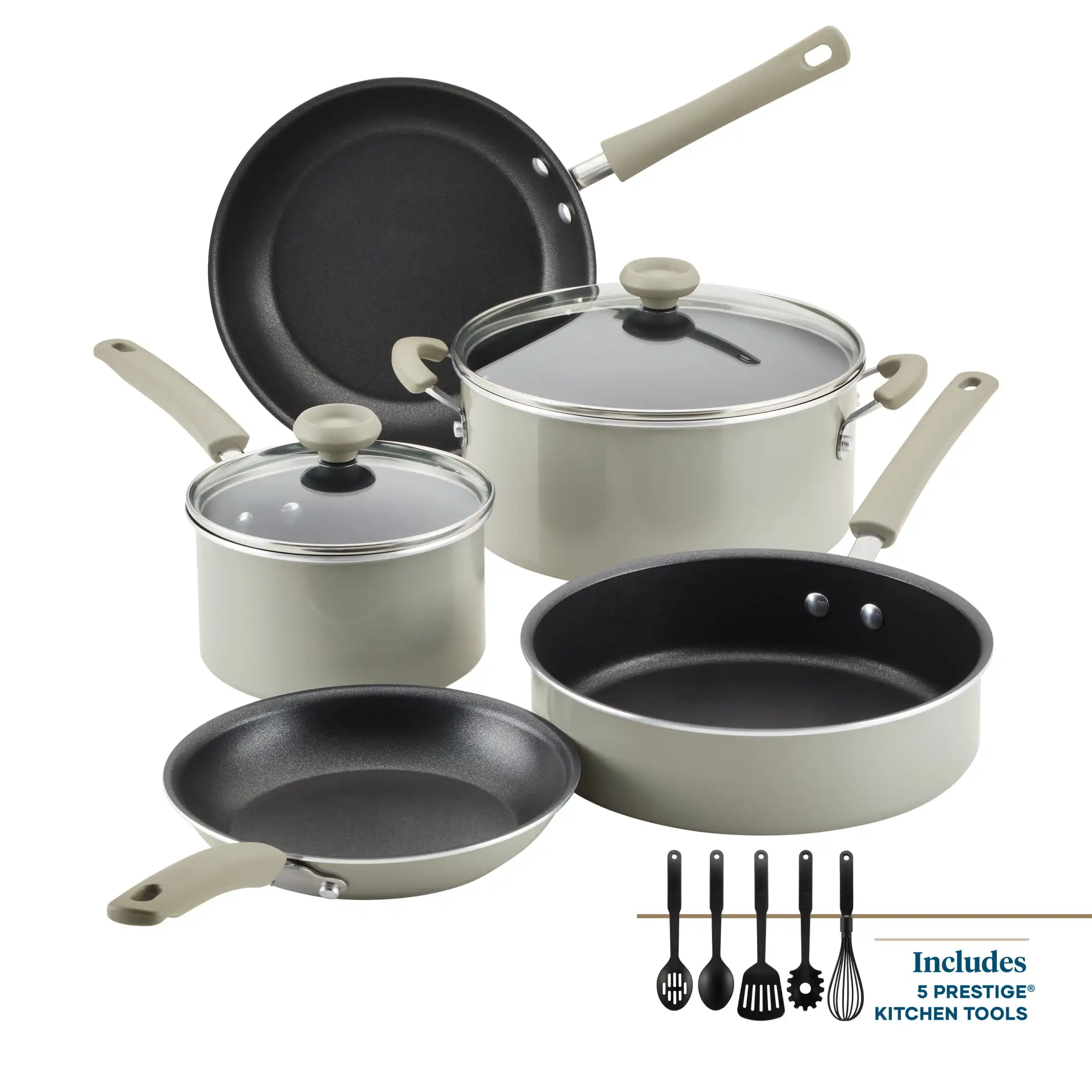 

Farberware DuraStrong Nonstick Cookware Pots and Pans Set, 12-Piece, Gray