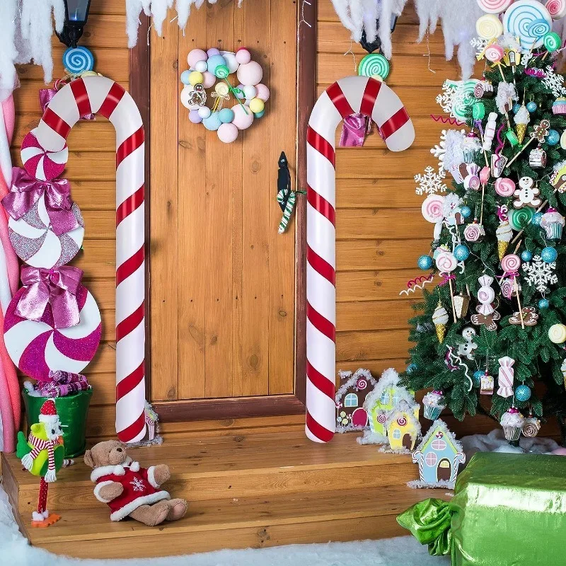 120/90CM Inflatable Christmas Candy Canes Inflatable Candy Sticks for Xmas Indoor Outdoor Decoration New Year Party Supplie christmas decorations